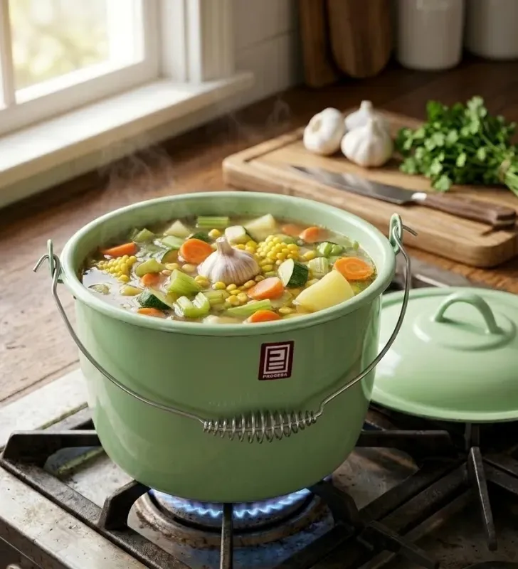 Olla Convexa de Peltre No. 26 Verde Pistache con Tapa – Prodesa