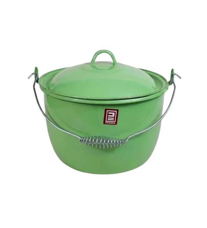 Olla Convexa de Peltre No. 26 Verde Pistache con Tapa – Prodesa
