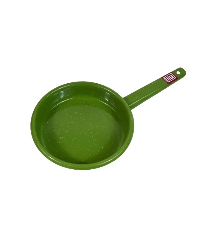 Sartén de Peltre No. 18 Verde Jaspeado con Mango – Prodesa