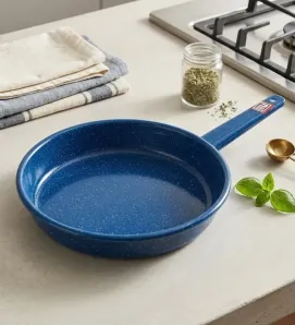 Sartén de Peltre No. 22 Azul Zafiro Jaspeado con Mango – Prodesa
