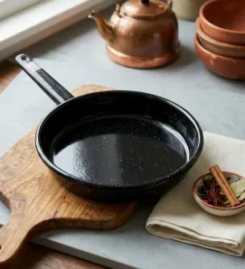 Sartén de Peltre No. 22 Negro Moteado con Mango – Prodesa