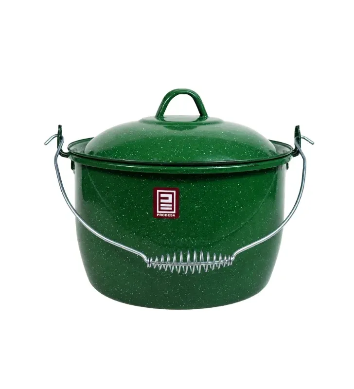 Olla de Peltre No. 24 Verde Esmeralda Jaspeado con Tapa – Prodesa