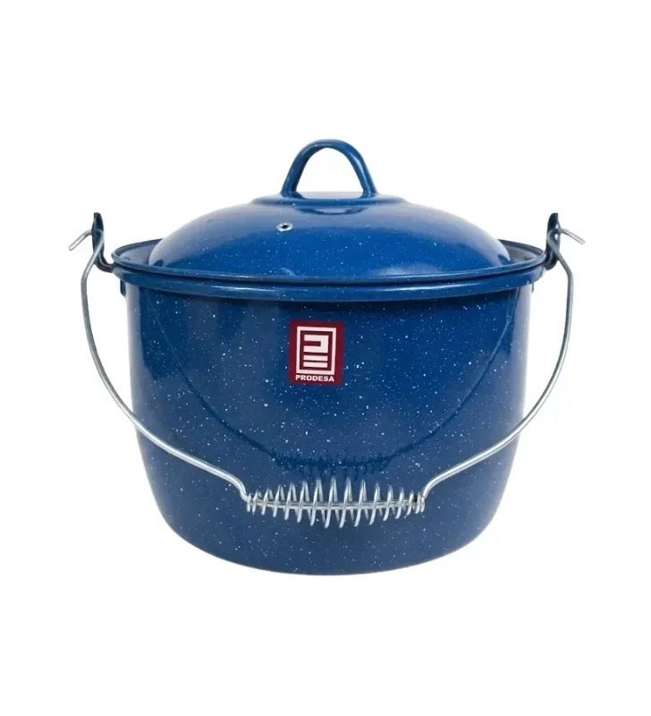 Olla de Peltre No. 24 Azul Zafiro Jaspeado con Tapa – Prodesa