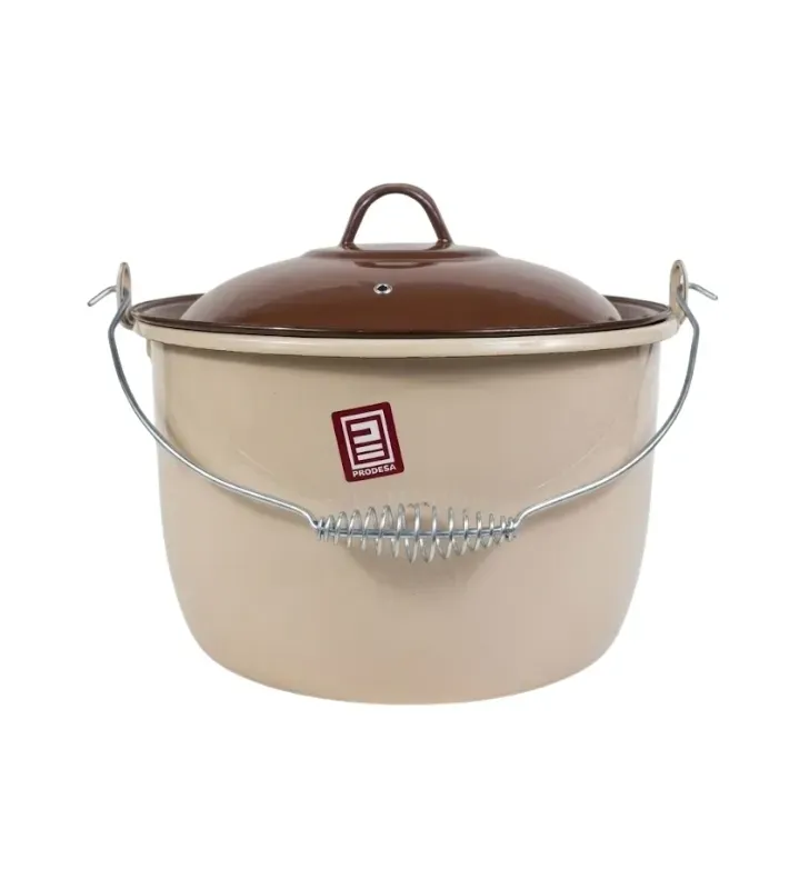 Olla Convexa de Peltre No. 26 Rosa Coral con Tapa Café – Prodesa