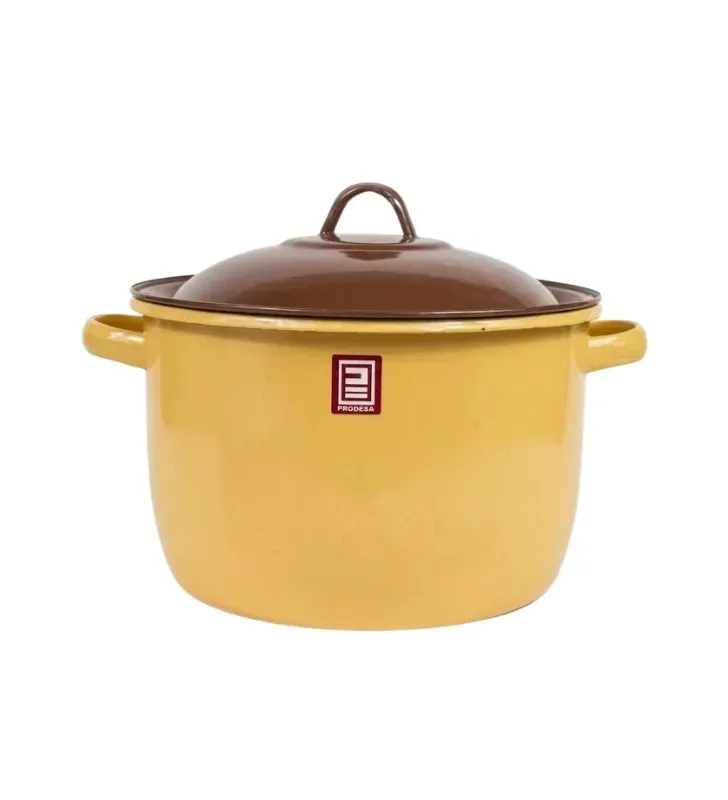 Olla Recta de Peltre No. 26 Mostaza con Tapa Café – Prodesa