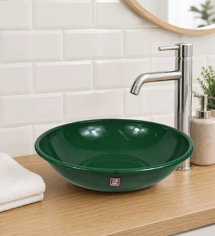 Lavamanos de Peltre 40 cm PRODESA Verde Esmeralda | Acero Porcelanizado