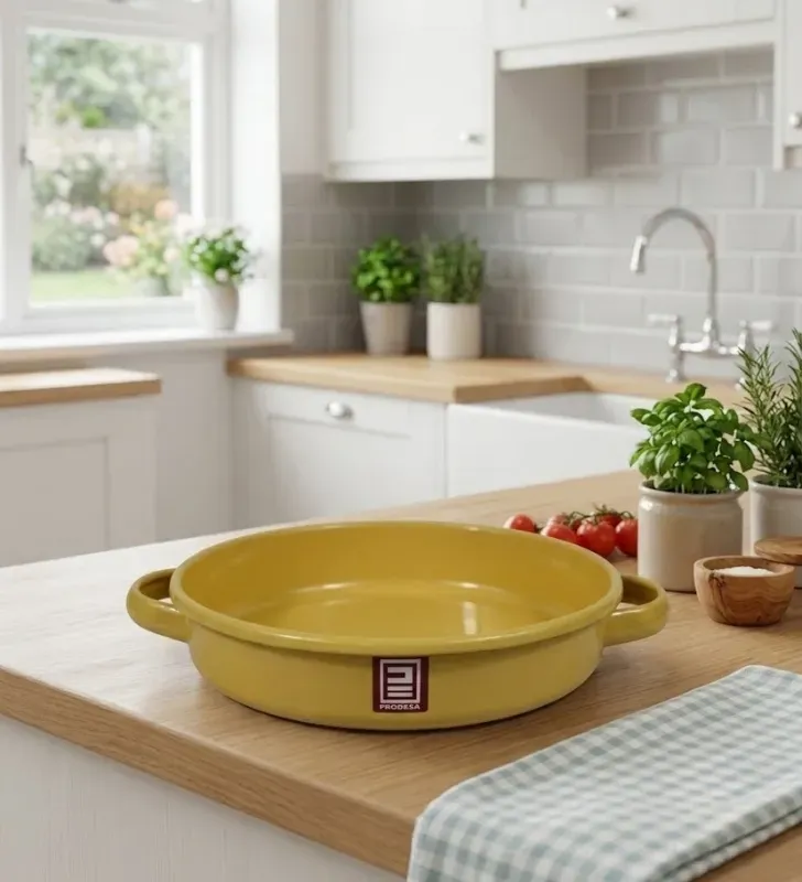 Arrocera de Peltre 24 cm PRODESA Mostaza | Acero Porcelanizado