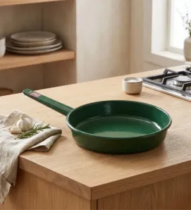 Sartén de Peltre No. 24 Verde Esmeralda Jaspeado con Mango – Prodesa