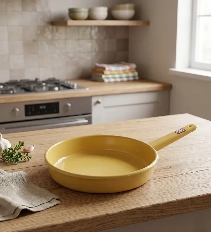 Sartén de Peltre No. 24 Mostaza con Mango – Prodesa