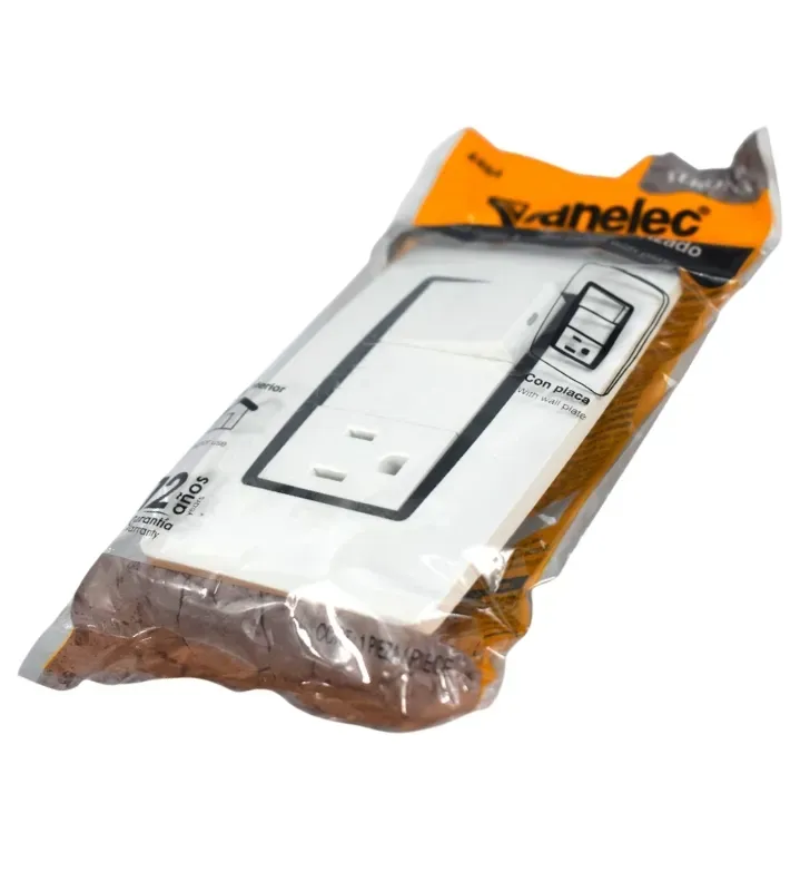 Apagador y Contacto Aterrizado con Placa – Sanelec 4464