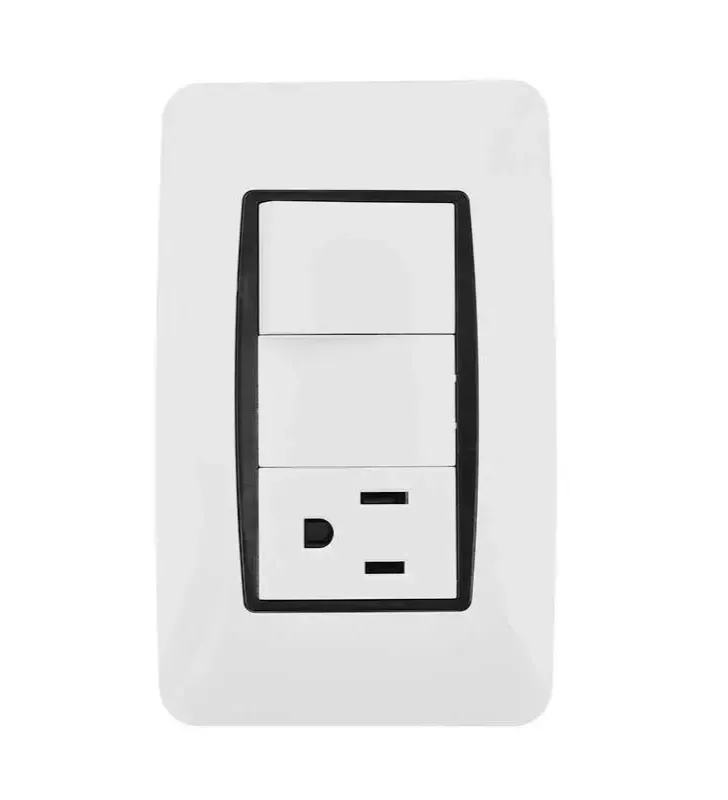 Apagador y Contacto Aterrizado con Placa – Sanelec 4464