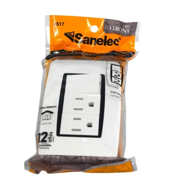 Placa con Apagador y 2 Contactos Blanca – Sanelec 4517