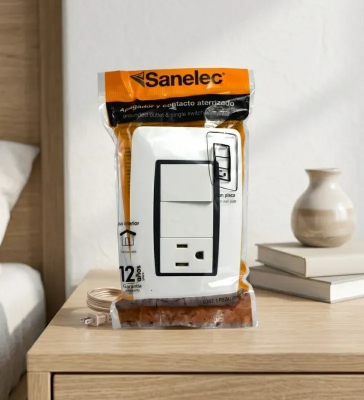 Placa con Apagador y 2 Contactos Blanca – Sanelec 4517