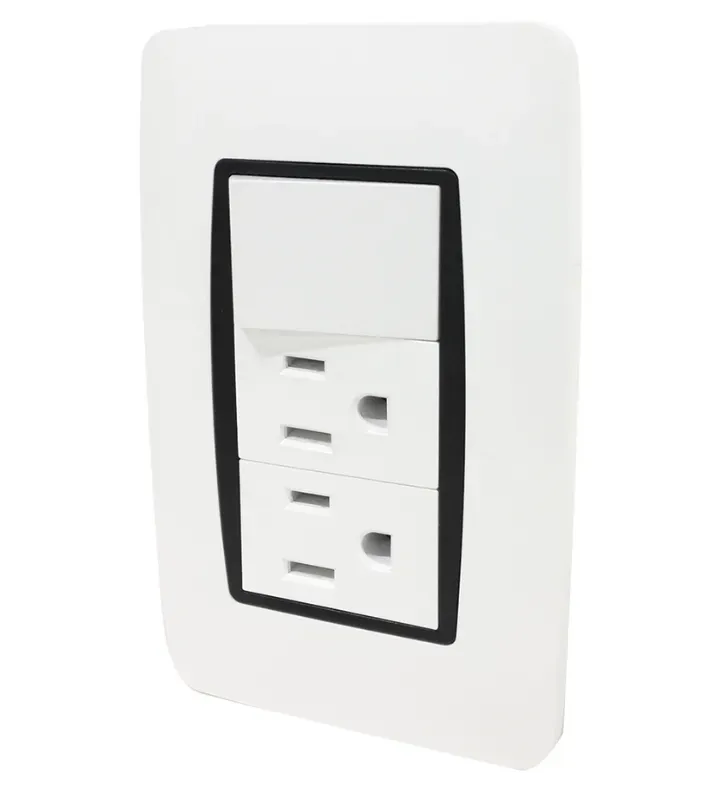 Placa con Apagador y 2 Contactos Blanca – Sanelec 4517
