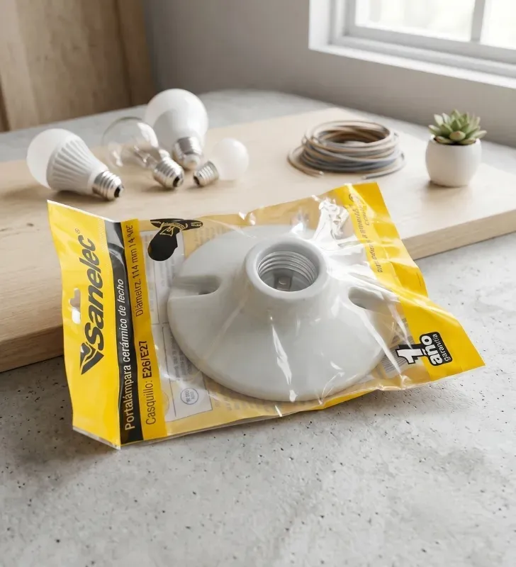 Portalámpara de Techo Cerámico Circular Blanco – Sanelec 2477