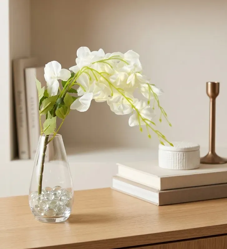 Ramo de Orquídea Artificial Colgante Blanco 3 Guías – Dekora FW-3010A
