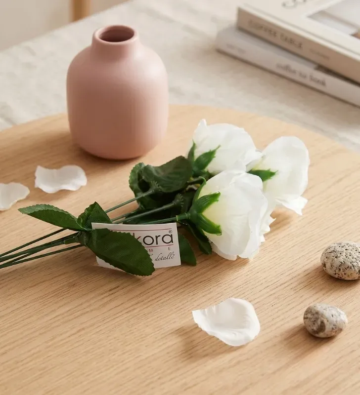 Ramo de Rosas Artificiales Crema 5 Varas – Dekora G2030-C