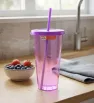 Vaso Star Plástico con Tapa y Popote Morado – Arplasa