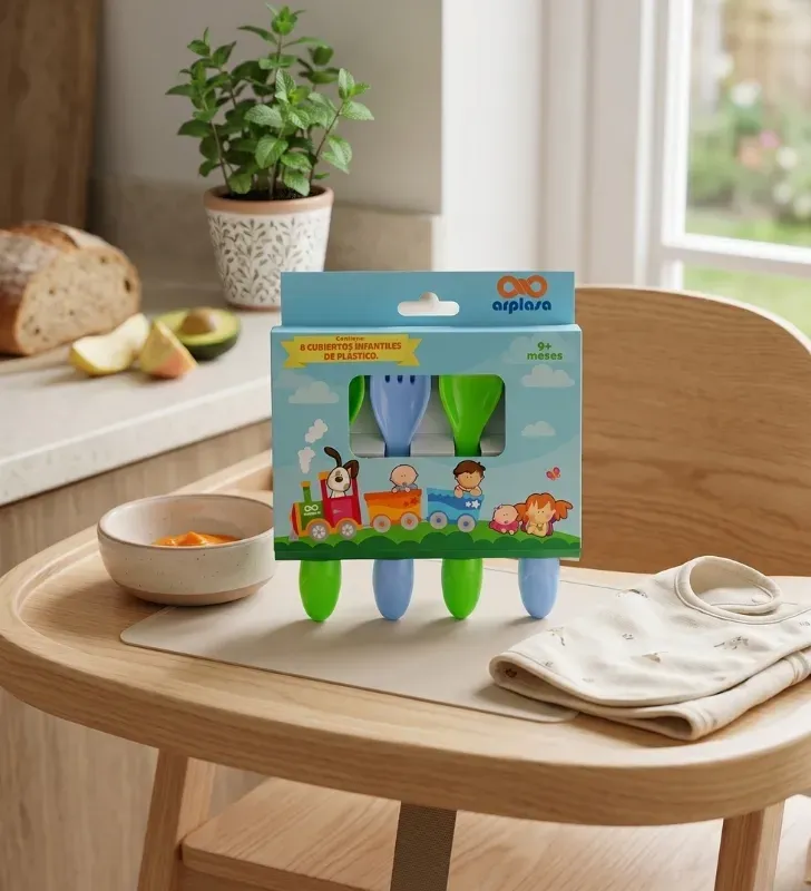 Set de Cubiertos Infantiles de Plástico 8 Pzs 9+ Meses – Arplasa