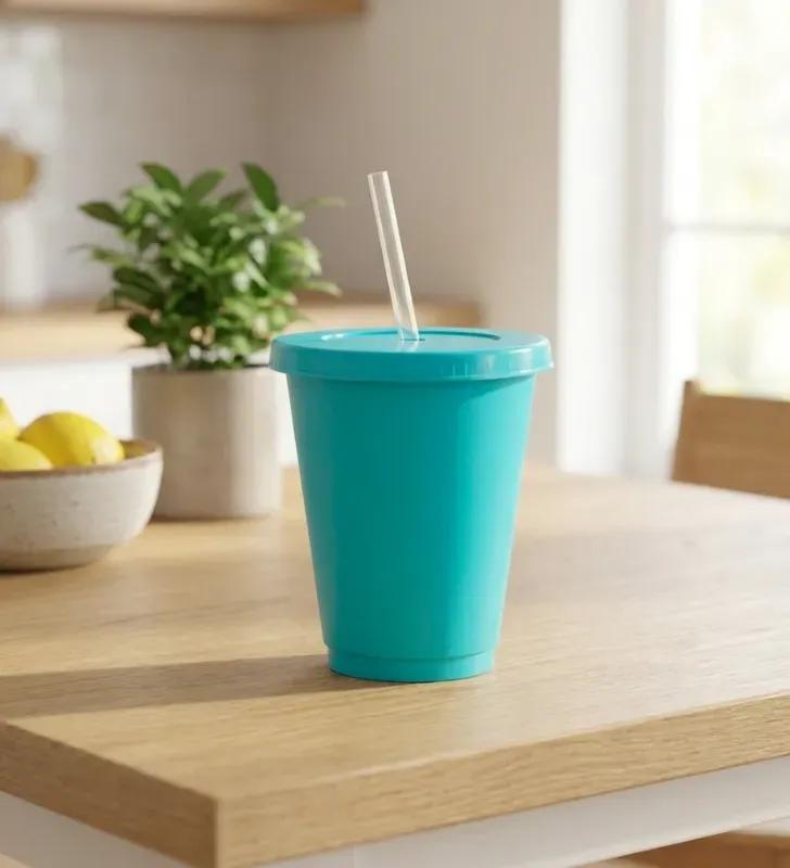 Vaso Sirena de Plástico 16oz con Tapa y Popote Yuliana – MX-716