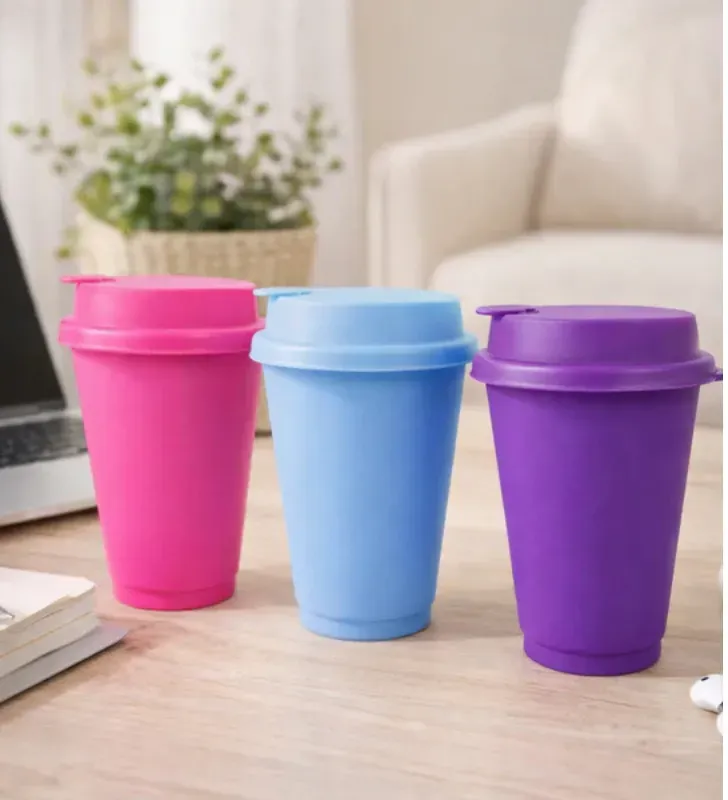Vaso Capuchino de Plástico 16oz con Tapa Sin Derrames Yuliana – MX-616