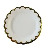 Platos de cartón blanco con doble borde dorado – pack 10 unidades