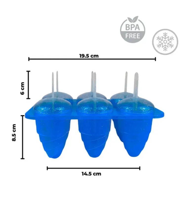 Molde para Paletas Heladas con Glitter Yuliana 6 Cavidades – MX-569
