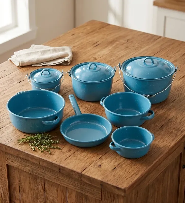 Batería de Cocina Peltre Premier 7/3 Azul Turquesa Prodesa