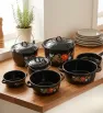 Batería de Peltre Premier 7/3 Decoración Oaxaca Negro Moteado Prodesa
