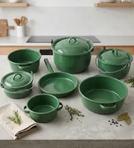 Batería de Cocina Peltre Premier 7/3 Verde Esmeralda Prodesa