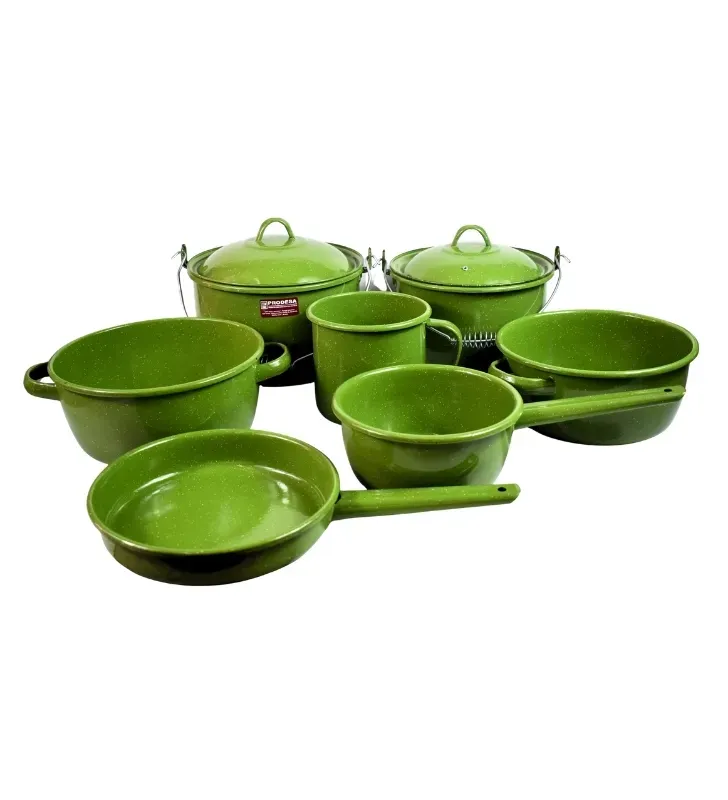 Batería de Cocina Peltre Teresita Verde Jaspeado Prodesa