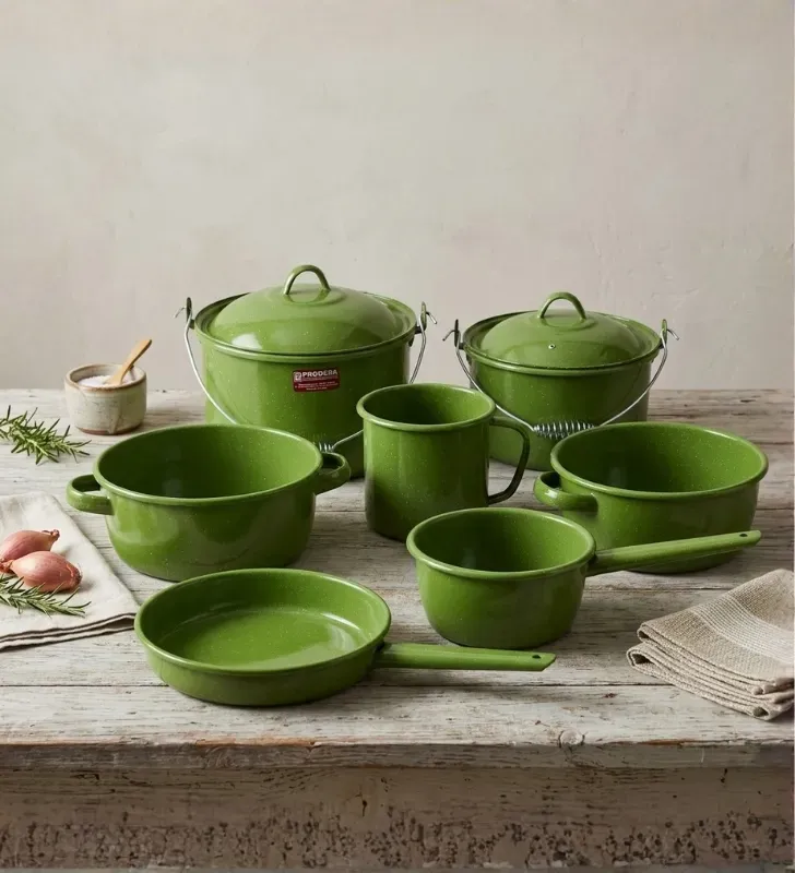 Batería de Cocina Peltre Teresita Verde Jaspeado Prodesa