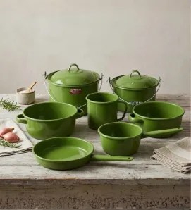 Batería de Cocina Peltre Teresita Verde Jaspeado Prodesa