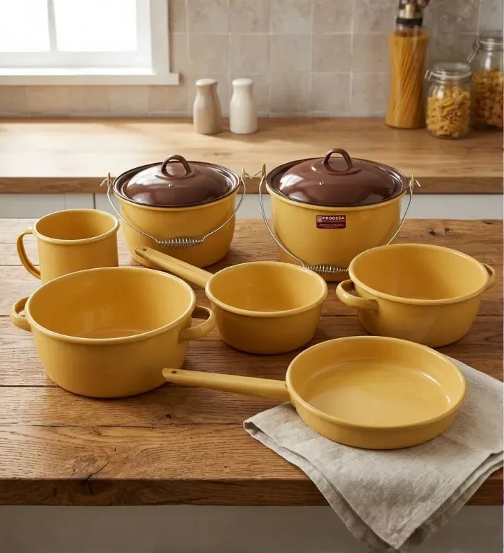 Batería de Cocina Peltre Teresita Amarillo Mostaza Prodesa