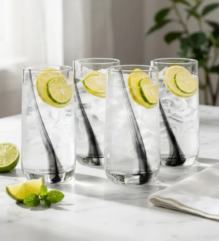 Juego de Vasos Altos Black Swirl 16 oz 4 Pzas Libbey 6098