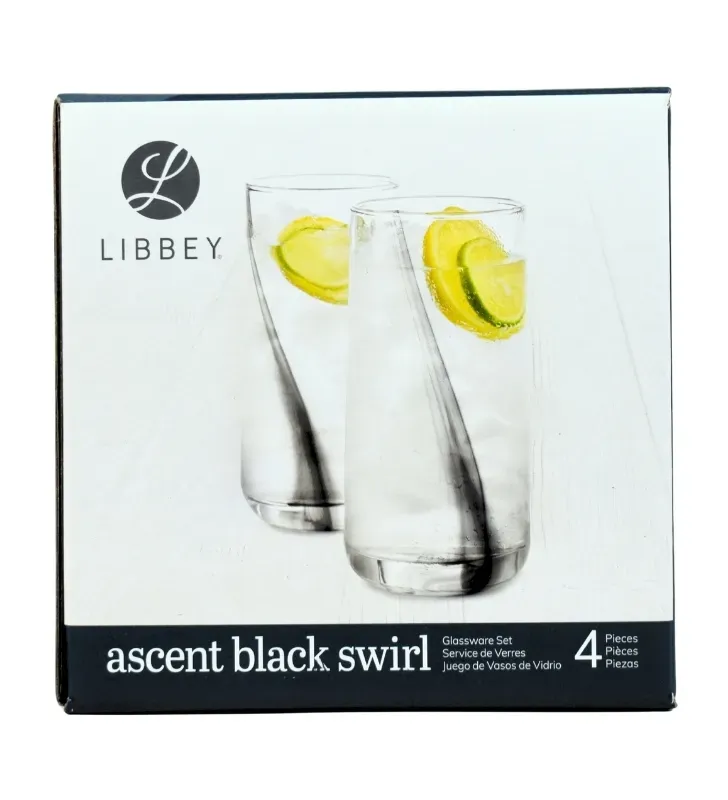 Juego de Vasos Altos Black Swirl 16 oz 4 Pzas Libbey 6098