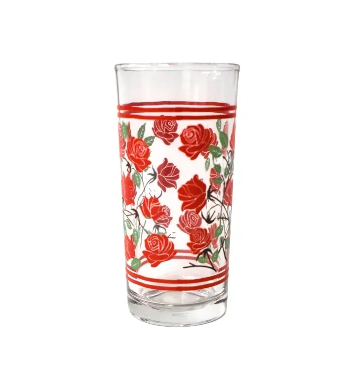 Vaso Decorado Rosas Rojas 9660 Crisa – Vaso de Vidrio Cubero