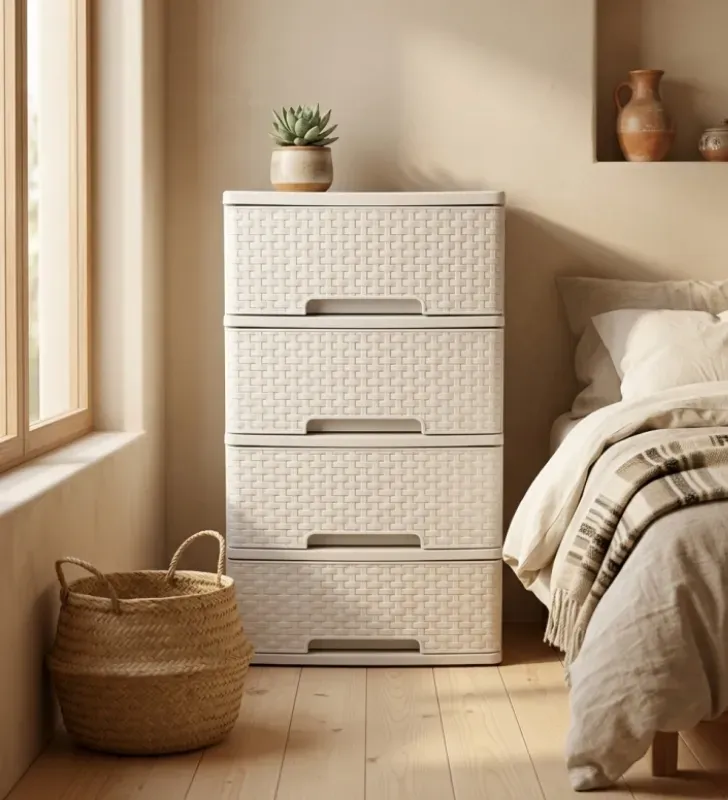 Cajonera de Plástico Vitta 4 Niveles W219 Plasvic – Organizador Ratán