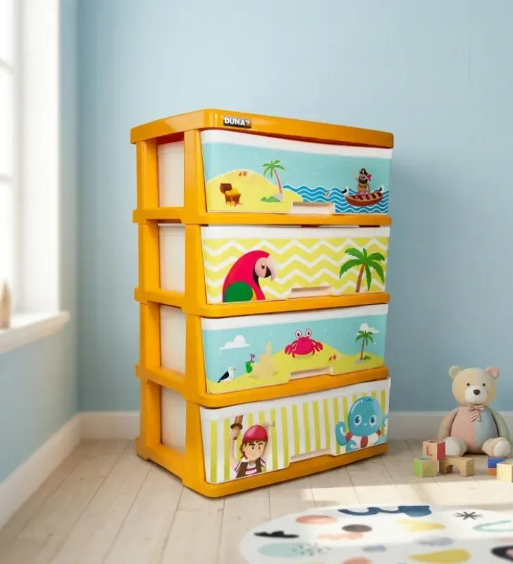 Cajonera de Plástico Infantil Piratas 4 Niveles Duna