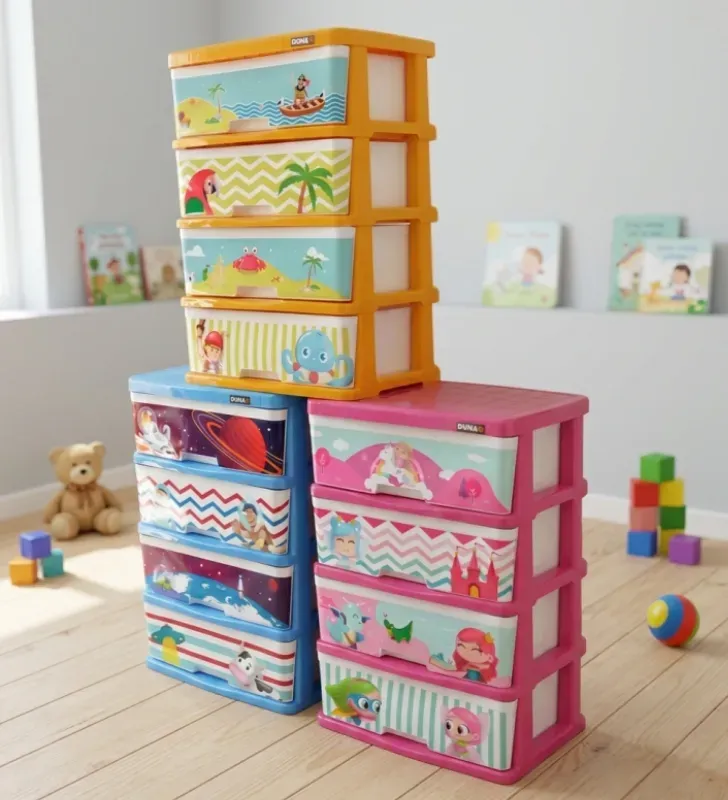 Cajonera de Plástico Infantil Piratas 4 Niveles Duna
