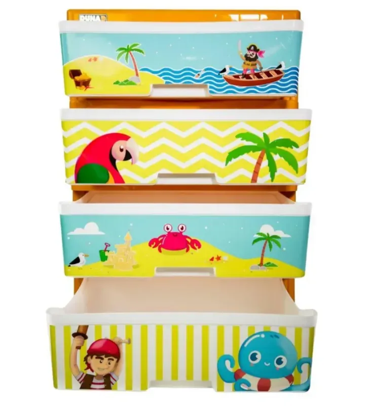 Cajonera de Plástico Infantil Piratas 4 Niveles Duna