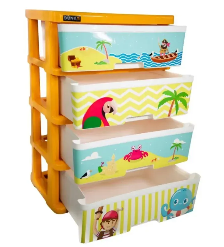 Cajonera de Plástico Infantil Piratas 4 Niveles Duna