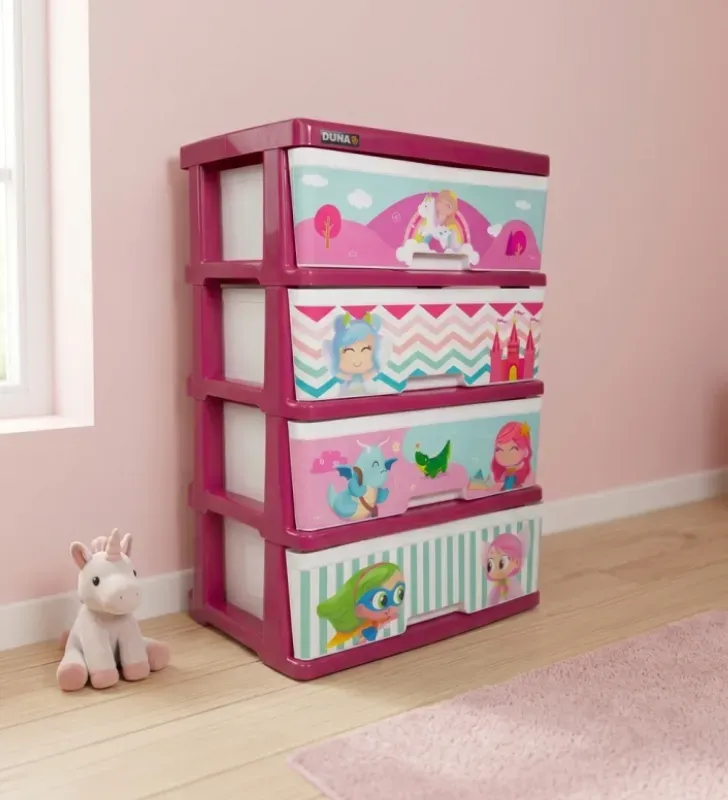 Cajonera de Plástico Infantil Hadas 4 Niveles Duna