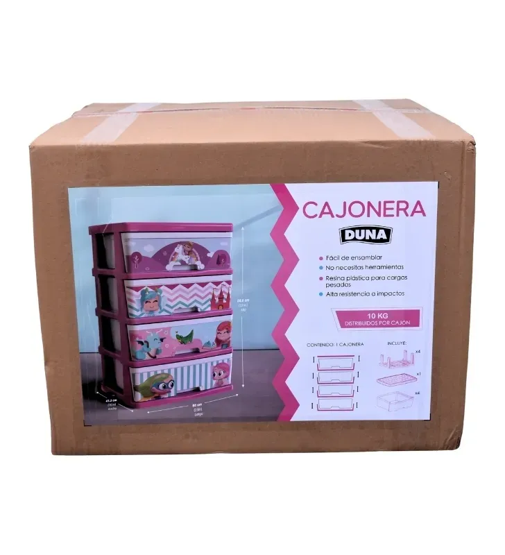 Cajonera de Plástico Infantil Hadas 4 Niveles Duna