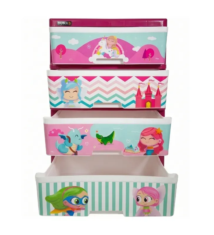 Cajonera de Plástico Infantil Hadas 4 Niveles Duna