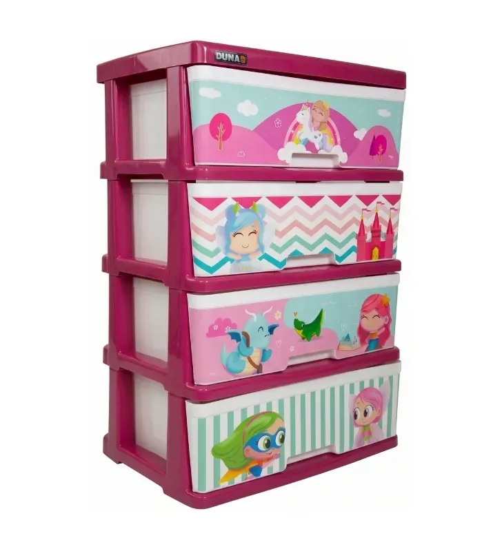 Cajonera de Plástico Infantil Hadas 4 Niveles Duna