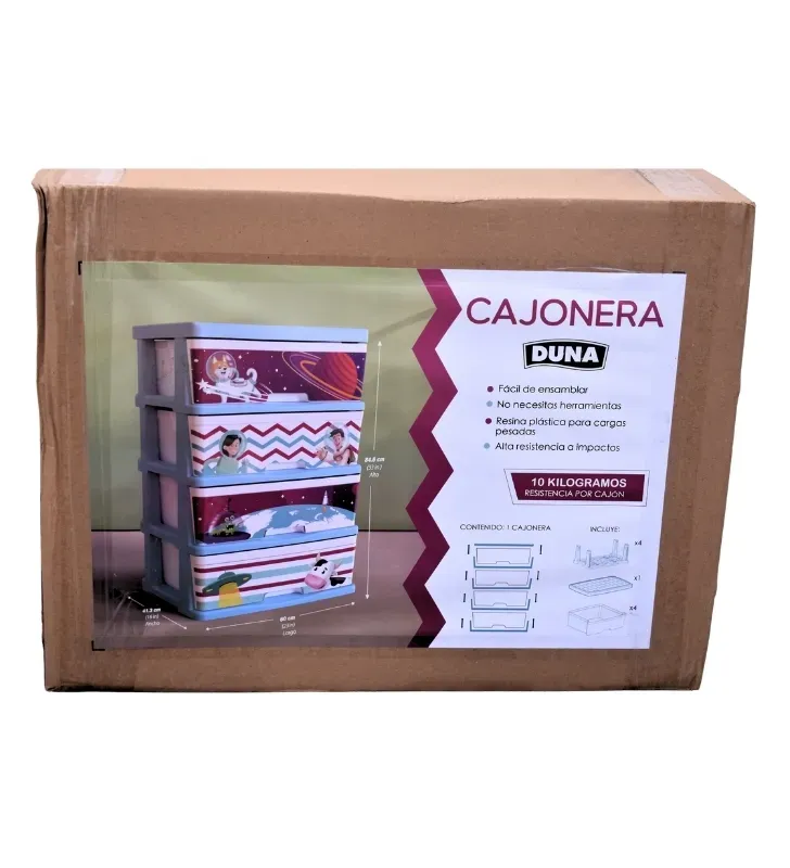 Cajonera de Plástico Infantil Espacio 4 Niveles Duna