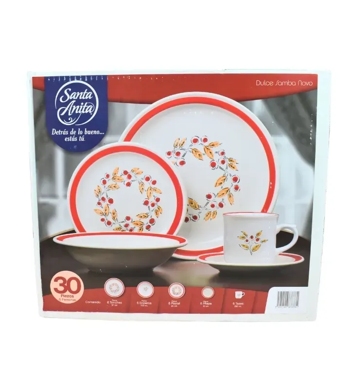 Vajilla de Cerámica 30 Piezas Dulce Samba Novo Santa Anita 311102