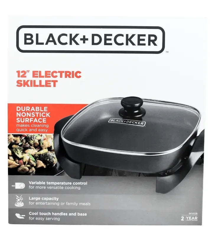 Sartén Eléctrico Black+Decker 12" SK1212B – Antiadherente 1200W
