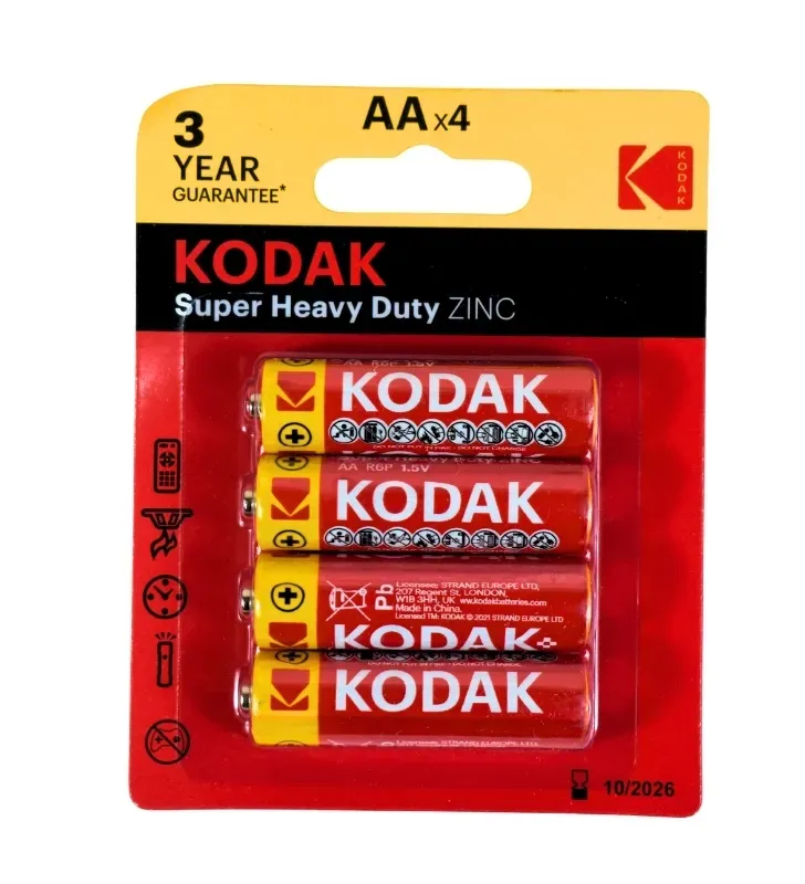 Pilas Kodak Super Heavy Duty AA AAA C D 9V – Blíster de Carbón-Zinc